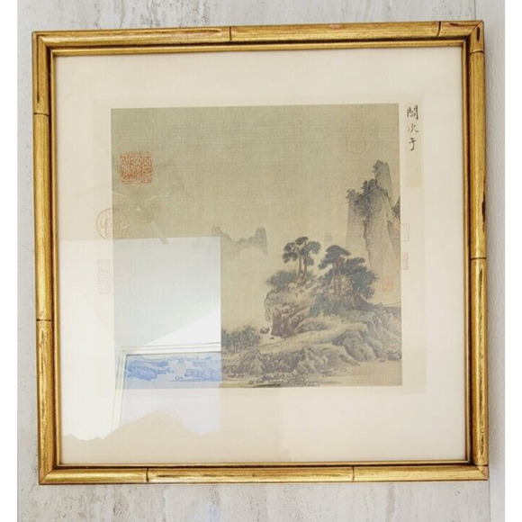 HOSTELRY IN THE MOUNTAINS BY YAN CIYU VINTAGE REPRODUCTION SUNG DINASTY SILK INK - Picture 1 of 15